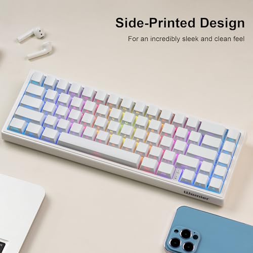 Image of dagaladoo White keycap Set,Shine Through keycaps 60 75 Percent, Japanese Style PBT Key caps,Double Shot Custom keycaps,OEM Profile Keyboard caps for Mechanical Keyboards
