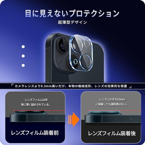 undefined 対応 iPhone 15 / 15 Plus カメラフィルム 【3枚セット-国産旭硝子素材】 対応 アイフォン 15 / 15 プラス レンズフィルム 15プラス カメラ保護 フィルム 指紋防止 強化ガラス いpほね15 レンズ 保護カバー いpほね15 plus カメラカバー 全面保護 2眼レンズ保護 （硬度9H 耐衝撃 キズ防止 露出オーバー防止 高透過率 防滴 防塵 貼り付け簡単 自動吸着 気泡ゼロ ラウンドエッジ加工 超薄 ）SENJT315PLA の商品画像 1