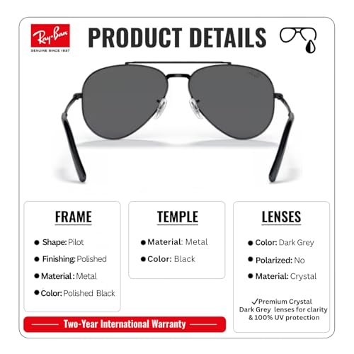 Image of Ray-Ban RB3625 NEW AVIATOR Pilot Shaped Sunglasses for Men & Women with Official RAYBAN Eyewear Kit