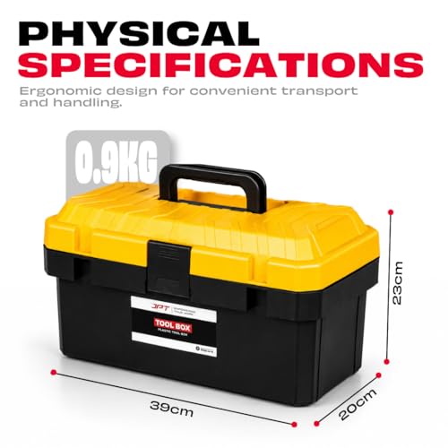 Image of JPT 14-Inch Industrial-Grade Heavy-Duty Plastic Tool Box |One Removable Tray | Secure Tight Latch with Padlock Eye | Best for Electricians, Carpenters, Automobile Use(YELLOW)