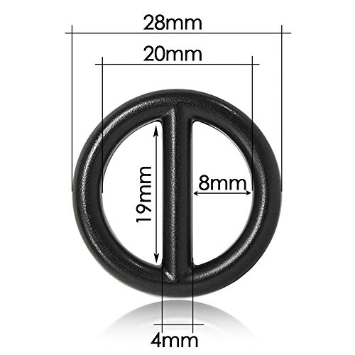 Ganzoo O-Ring mit Steg Metallring für Hunde-Leine und Halsband, schwarz, 20 mm Innendurchmesser (28 mm außen), 4 Stück, legierter Stahl rostfrei für Paracord 550 DIY