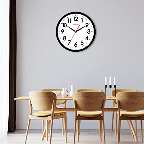 Akcisot Wall Clock Silent Non Ticking Modern Wall Clocks Battery Operated 10 Inch, Analog Small Classic Clock Decorative For Bedroom, Kitchen, Home Office, Bathroom, School, Living Room (Black) #TOP7