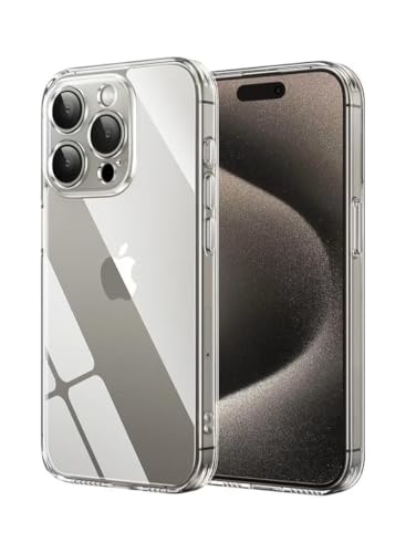 URBBKING For iPhone 15 Pro Max Case 6.7 Inch Anti-Yellowing Anti-Drop Back Cover Transparent Slim Crystal Full Coverage Lens Protection Anti-Scratch Clear