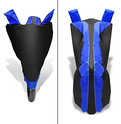 Image of Auto Hub Bike Cover Compatible with Splendor Plus with Mirror Pocket, Dustproof, Heat Resistant, Triple Stitched, Splendor Plus Bike Cover- Black, Blue