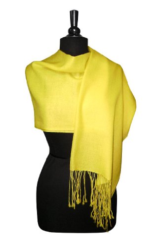 100% Wool Pashmina Solid Scarf YELLOW Color Womens Shawl Wrap Scarves3