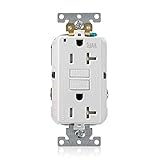 Leviton 20A-125V Extra-Heavy Duty Industrial Grade Weather/Tamper-Resistant Duplex Self-Test GFCI Receptacle, G5362-WTW, White