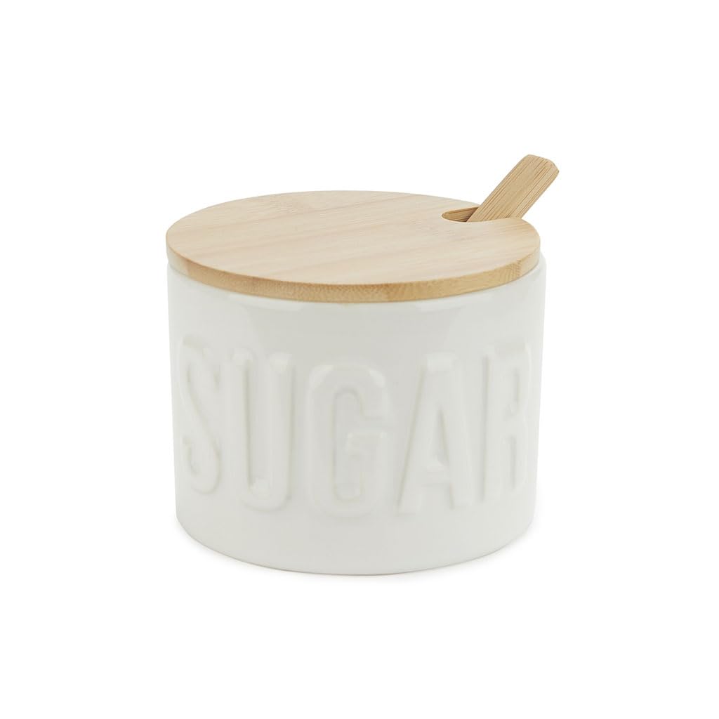 Balvi Zuccheriera Sugar Colore Bianco Contenitore Elegante per conservare Lo Zucchero Ceramica/bambù