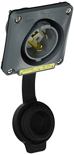 Locking Devices, Twist-Lock, Industrial, Flanged Inlet, 30A 125V, 2-Pole 3-Wire Grounding, L5-30P, Screw Terminal, Gray