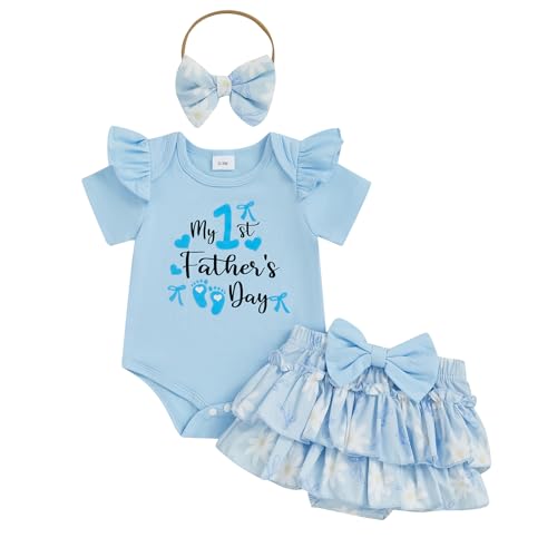 Consejos para Comprar dia del padre bebe que puedes comprar esta semana. 41 Kuriozud My First - Mameluco de acción de gracias para bebé y niña, con volantes y tutú, Día del Padre Azul, 0-3 meses