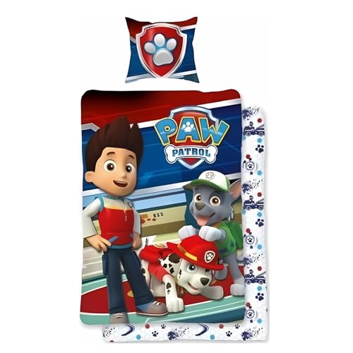 arlis Parure Housse de Couette Pat' Patrouille - 1 Housse de Couette + 1 taie d'oreiller - 100% Coton (Parure de Lit Paw Patrol, 140 X 200 Cm)
