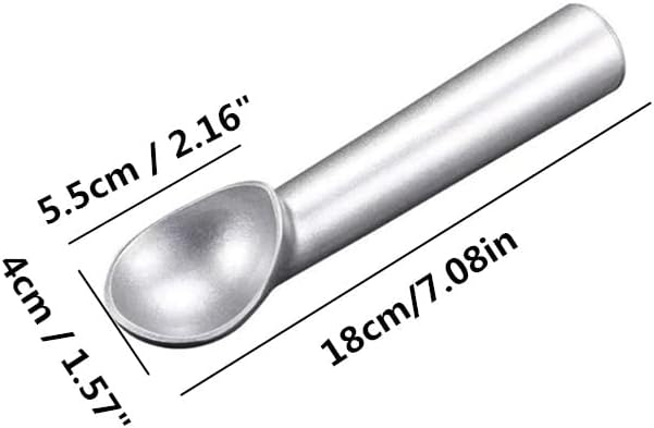 Anti-Freeze Ice Cream Scoop, 7 Inch Aluminum Ice Cream Spoon, Professional Ice Cream Dipper or Gelatos, Frozen Yogurt, Watermelon Fruit Melon Baller (Dumb Silver)