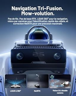 Mammotion LUBA 3 AWD 3000 Robot Tondeuse, Positionnement Tri-Fusion 360° LiDAR+NetRTK+AI Vision, 80% pentes, Gestion multizone jusqu'à 30 Zones, Hauteur de Coupe 25-70 mm
