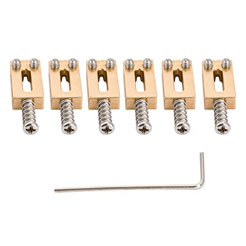 Musiclily Ultra 10.5mm Modern Style Brass Saddles for Strat/Tele Style Electric Guitar, Original Color (Set of 6) - Image 3