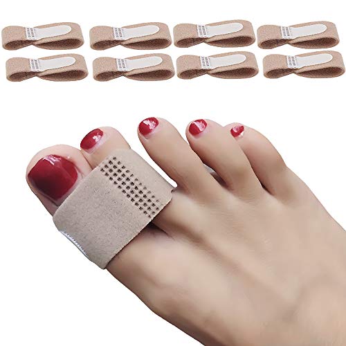 DYKOOK Broken Toe Wraps for Your Big Toes, 8 Pcs/Pack, Fabric Toe Splint Toe Cushioned Bandages Finger Protectors Straightener Hammer Toe Separators