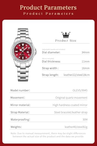 Image of OLEVS Ladies Watch Diamond Dress Analog Female Watches Stainless Steel Two Tone Waterproof Luminous Day Date for Womens Wrist Watch Gift