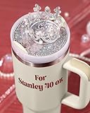 Toykee Lid Plate Topper for Stanley Cup 40 oz - Silver Crown Cute Decoration Accessories for Tumbler, Woter Botter Glitter Bling Decor for Women Girls