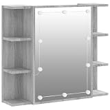 HFXHIJXQ Sonoma - Armadio a specchio a LED, 70 x 16,5 x 60 cm, in legno, design moderno con illuminazione USB, spazio per bagno, bagno, bagno, bagno, ospiti, WC e corridoio