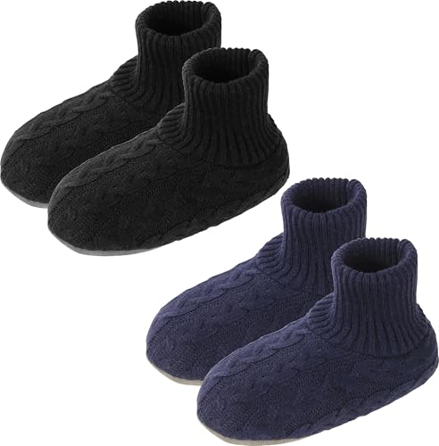 BenSorts Men Fuzzy Slipper Socks with Non Slip Grips