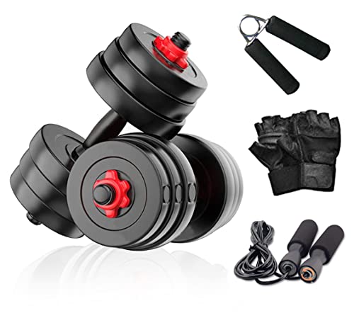 TUCKER PVC Home Gym Set 4kg -100kg Plate & Dumbbells Rods with Gym Accessories for Home Workouts; Fitness at Home 6 Months Warranty (8KG)