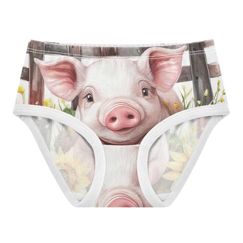 Cute Piggy Sunflower Toddler Girls Underwear 2t Cotton Panties for Girl Durable Undies Kids Briefs