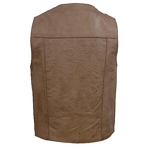 Image of Milwaukee Leather LKM3702 Men's Leather V-Neck Western Style Motorcycle Rider Vest w /Classic Buffalo Snaps Closure