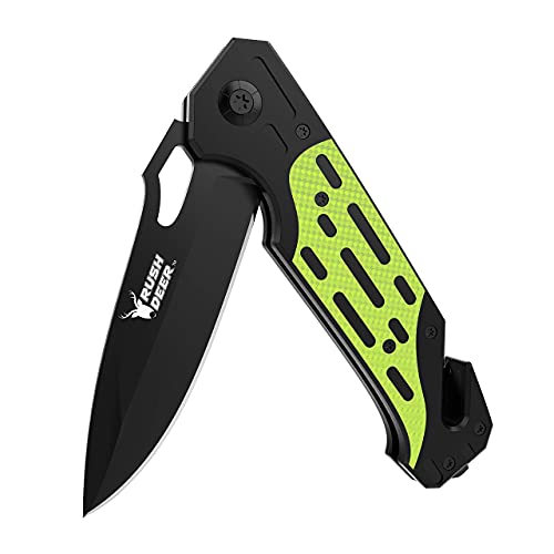 Pocket Knife, Rush Deer Folding Knife with Clip, Glass Breaker,Seatbelt Cutter. Christmas Gifts Stocking Stuffers for Men, EDC Knife for Hiking Survival Work Camping Outdoor.Unique Gifts for Men Women