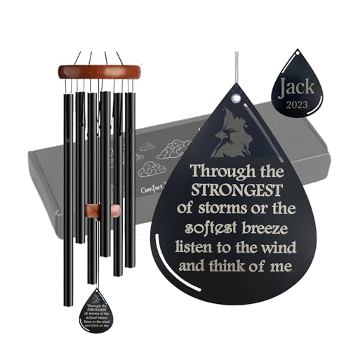 Product Image of the Personalized Memorial Cardinal Wind Chimes in Memory of Mom, Dad, or Loved One Keepsake Gift to Send Directly to Someone Grieving a Loss Bereavment Sympathy Gifts that Bring Comfort