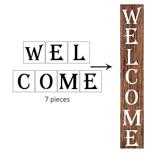 Welcome Stencil - Large Letter Stencils for Porch Sign, AZDIY Reusable Stencils for Painting on Wood, Giant Letters for Outdoor Welcome Stencil Vertical Laser Cut Painting Stencil for Home DÃ©cor & DIY