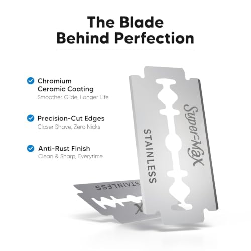 Image of LetsShave Advanced Double Edge Blades - Pack of 50 | Stainless Steel | Compatible with All DE Safety Razors | Sharp, Smooth & Safe Shave