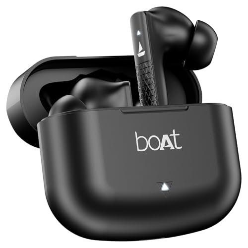Boat Airdopes 91, 45HRS Battery, 50ms Low Latency, ENx Tech, Fast Charge, IPX4, IWP Tech, v5.3 Bluetooth Earbuds, TWS Ear Buds Wireless Earphones with mic (Active Black) view 1
