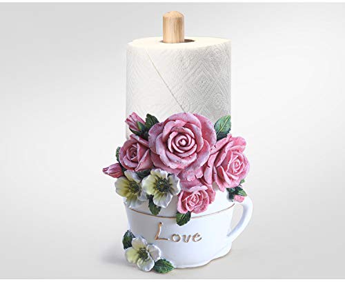 Massjoy Paper Towel Holder With Rose Flower Basket Decoration, Resin Crafts Display For Kitchen Cafe Western Restaurant Cake Shop Dessert Shop. #TOP5