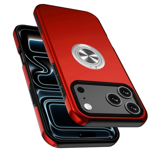 Coque iPhone 17 silicone rigide mat rouge antichoc anneau