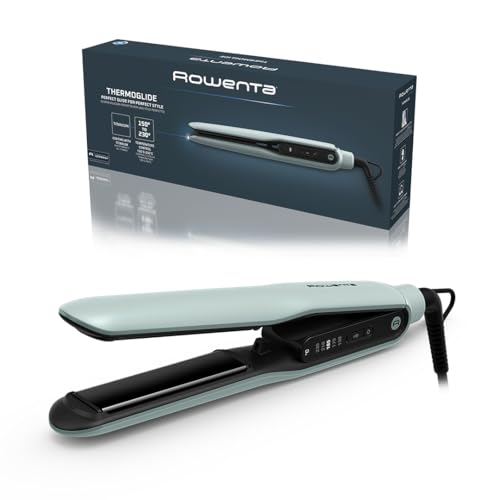 Rowenta Thermoglide, plancha de pelo, deslizamiento impecable, placas con revestimiento de titanio, brillo radiante, peinado duradero, 5 temperaturas, tecnología iónica, SF5120E0