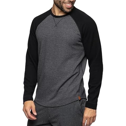 Men's Casual Long Raglan Sleeve T-Shirt Active Workout Running Hiking Baseball Shirts Cotton Crew Neck Tops Dark Grey Cover