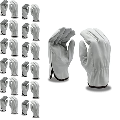 Cordova 8210S Standard Grain Cowhide Driver Gloves, Unlined, Shirred Elastic Back, Keystone Thumb, Small, 12-Pack Bulk Driver Gloves