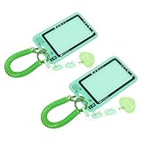 Homoyoyo 2 Stück pack Kawaii Ausweishalter Schlüsselanhänger mit Steckmechanismus Transparente Acryl Fotokartenhüllen in Grün Abriebfest Busfahrkarten und Kreditkartenhalter für Schule