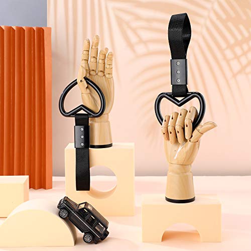 2 Pieces Rings Heart Shaped Car Handle Straps Drift Charm Rear Bumper Warning Ring Decor Subway Bus Broken Heart Handle For Car Interior(Black) #TOP5