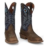 Absatz: 3,8 cm Blockeinheit Justin Original Work Herren Stampede Peanut Tan 30,5 cm Yale Blue Top Square Toe Boot