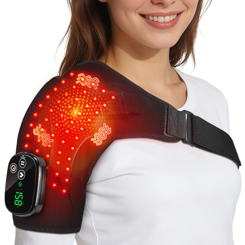 Cordless Shoulder Heating Pad with Massage Heated Shoulder Wrap Massager for Pain Relief Deep Tissue Rotator Cuff Heating Pad Frozen Shoulder
