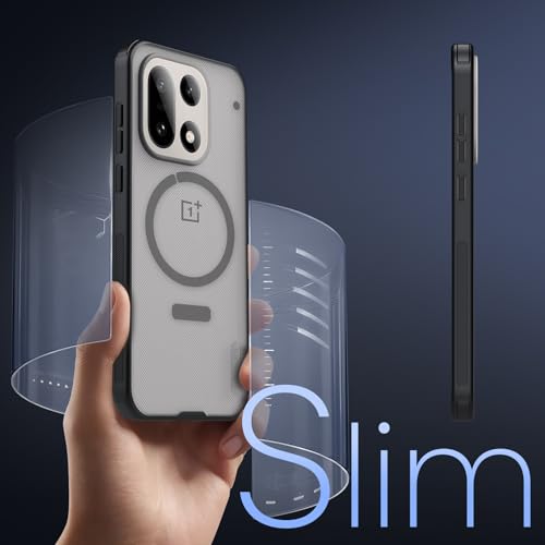 Image of Nillkin Case for OnePlus 15 (1+15) (6.78 inch Inch) Super Frosted Shield Pro Magnetic Hard Back Soft Border (PC + TPU) Cover Raised Bezel Camera Protect Transparent Black Color