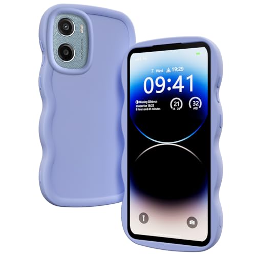 XINYEXIN Liquid Silicone Case for Motorola Moto G05 / E15 Wave Frame Curly Shape Cute Protective Case Soft Shockproof Bumper Cover - Purple
