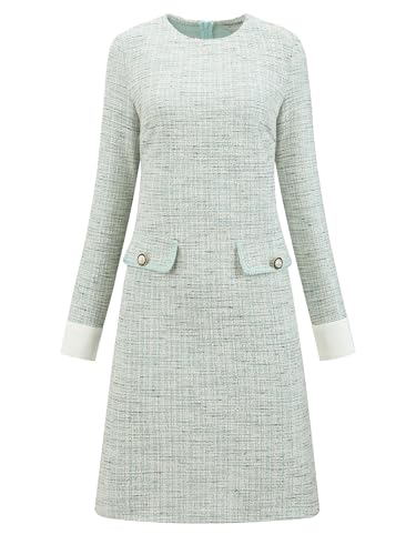 Women's Tweed Dress Formal Work Long Sleeve Sheath Dresses