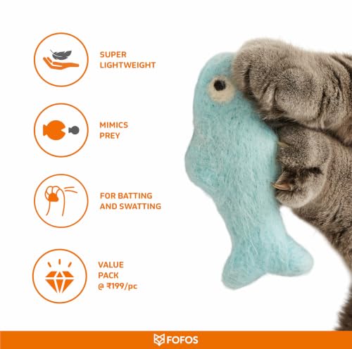 Image of BarkButler x FOFOS Sardine Cat Toy Fish 3pk - Interactive Cat Toys Set with Catnip - Multicoloured