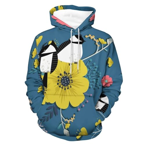 Sweat à capuche unisexe UMENG motif oiseau nordique en taille S