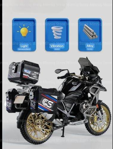 Image of Compatible for Big B-m-w R1250GS Motorcycle DieCast Model, Suspension and Hand Free Roller, Toy Motorcycle Collection with Music Lighting Toy for Kids (B-m-w R1250GS-Black)