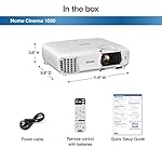 Epson Home Cinema 1080 3-chip 3LCD 1080p Projector, 3400 lumens Color & White Brightness, Streaming/Gaming/Home Theater, Built-in Speaker, Auto Picture Skew, 16,000:1 Contrast, Dual HDMI-White, Medium - Image 3