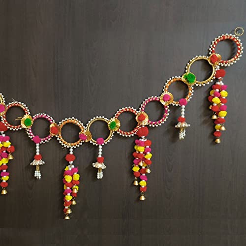 Image of Handmade Door Hanging Bandarwal Chudi Style Toran (TC-01) -Diwali New Year Inauguration Wedding Festival Home Decor Pooja (40 Inch X 6 Inch),Multicolor