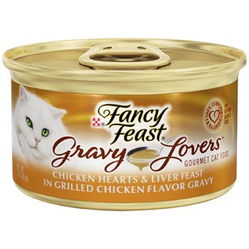 Image of Fancy Feast Gravy Lovers Chicken Hearts & Liver Feast In Grilled Chicken Flavor Gravy Gourmet Cat Food, 3 oz.
