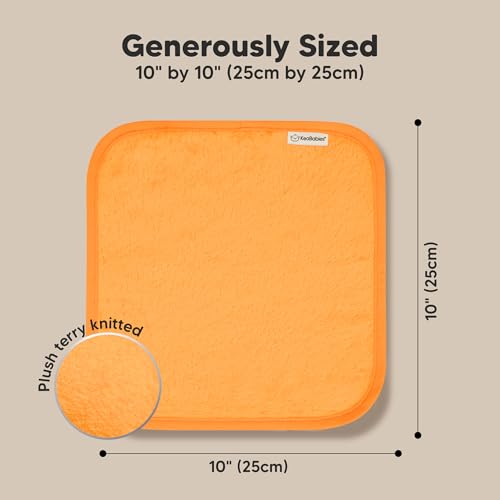 Image of 6-Pack Baby Washcloths - Soft Absorbent Viscose from Bamboo Washcloths for Face, Body, Baby Towels for Newborn, Kids, Toddlers, Infant, Gentle on Sensitive Skin, 10x10 Reusable Face Towels (Carrot)