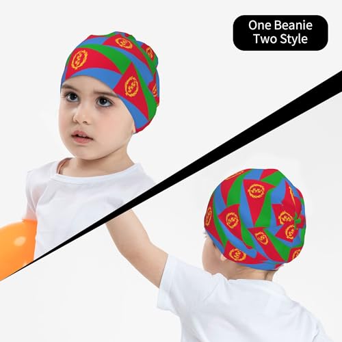 Flag of Eritrea Children Hip Hop Knitted Hat Kids Elastic Leisure Knit Cap Warm Sleep Beanies Black4